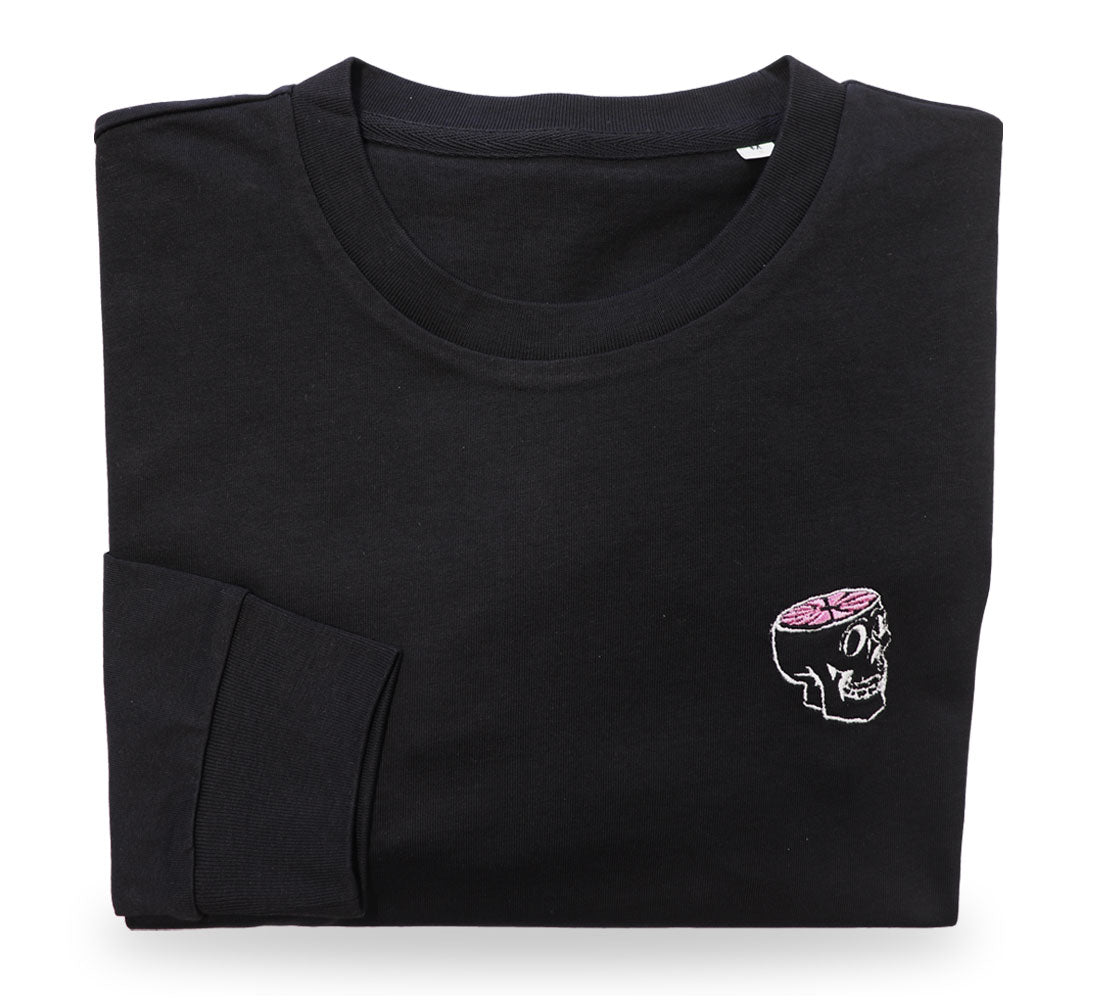 Long Sleeve Black T - Embroidered