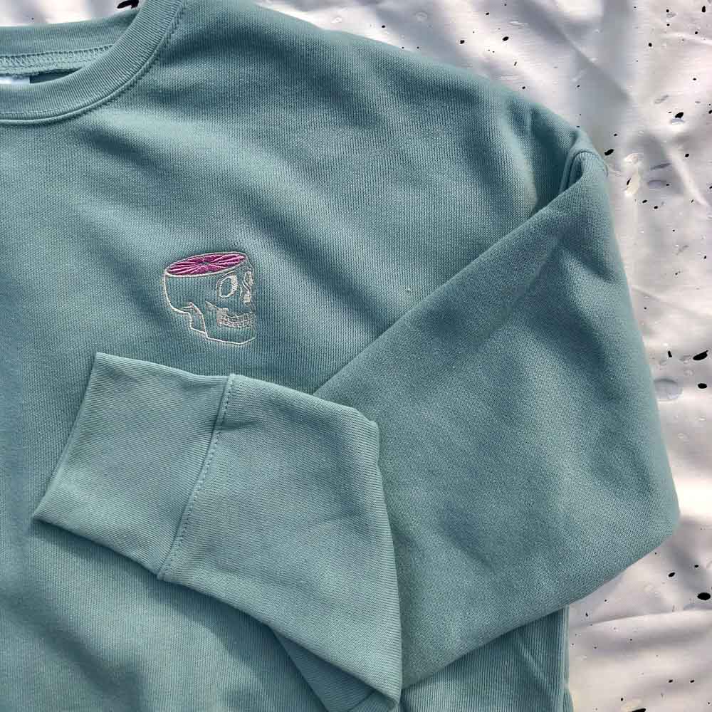 Ladies Cropped Teal Sweater